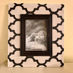 Painted Wooden Photo Picture Frame Moroccan Arts Art Deco Tile Design B&W